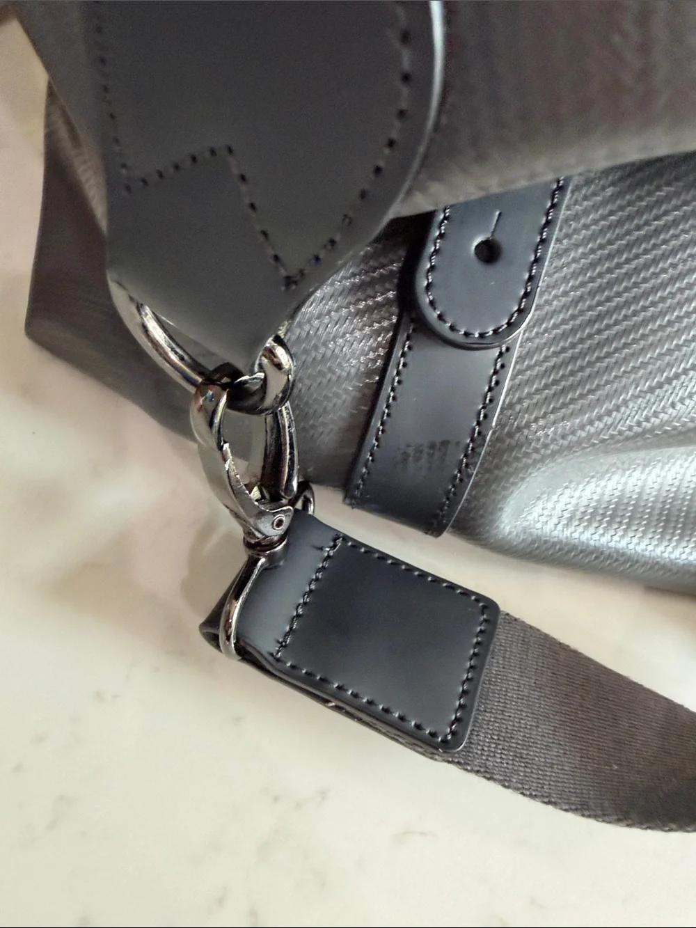 Ted Baker Charcoal Gray Textured Duffel with Shoulder Strap